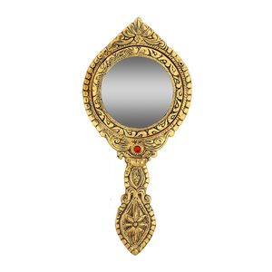 Antique Brass Handheld <b>Mirror</b> Vintage-Inspired Decorative Accent Piece - Product Image 6