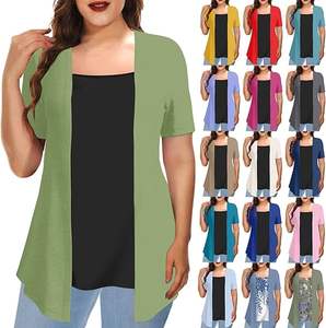 T-shirt surdimensionné décontracté grande taille pour femmes couleur écologique Anti-rides Anti-boulochage longue longueur vêtements d'été - Product Image 1