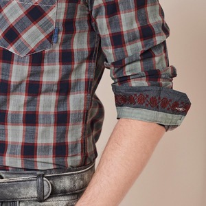 เสื้อเชิ๊ตผู้ชายแบบติดกระดุมเสื้อเชิ๊ตผ้าฝ้ายลำลองและเป็นทางการทรงสลิมฟิตสำหรับธุรกิจ - Product Image 5