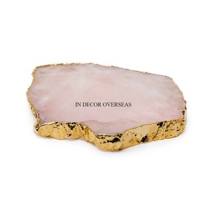 Sous-verre de forme ronde en marbre blanc avec des bords dorés pour la décoration de centre de table de maison et d'hôtel - Product Image 5