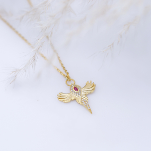 ทับทิม CZ หินฟีนิกซ์สร้อยคอเสน่ห์เงินจี้เครื่องประดับขายส่งเครื่องประดับที่ดี - Product Image 3