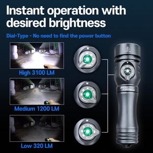 Zerobeam D7 dẫn lặn Đèn Pin 3100 lumens 100m không thấm nước 498M chùm khoảng cách cho cắm trại ngoài trời câu cá đêm thăm dò - Product Image 5