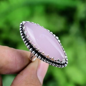 แหวนแฟชั่นที่ได้รับความนิยมจากนักออกแบบ925 925สเตอร์ลิงซิลเวอร์ทำด้วยมือพลอยโรสควอตซ์แหวนสปินเนอร์เครื่องประดับธรรมชาติ - Product Image 2