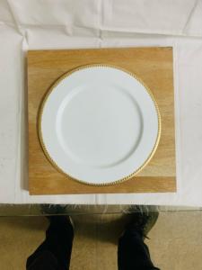 จานประดับขอบลูกปัดสีทองสำหรับงานแต่งงานจานตกแต่งอาหารสำหรับเสิร์ฟจานสีเขียวสำหรับชิ้นกลาง - Product Image 6