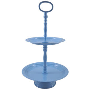 Metal 2 <b>Tier</b> <b>Cake</b> <b>Stand</b> Turquoise Powder Coating Cup <b>Cake</b> <b>Stand</b> for Wedding and Birthday Events Decorations - Product Image 2