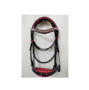 High on Demand 3-Row Brow-Band Dressage Leather <b>Bridle</b> with Red Padding Attractive From Indian Supplier... - Product Image 1