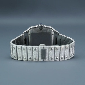 Montre Hip Hop stylée pour homme, chiffres romains uniques, édition limitée, bracelet en acier inoxydable à quartz avec diamant Moissanite pour tout type de bracelet - Product Image 4