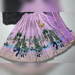Lehenga Choli para Niñas, Ropa de Fiesta, Estampado Digital, Algodón Muselina, Vestido de Boda, Hasta 13 Años, Precio al por Mayor - Product Image 5
