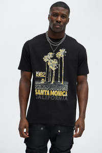 Santa graphique monica hommes t-shirts pas cher en gros coton Californie DTG DTF T-Shirt impression Logo personnalisé teeshirt pour hommes - Product Image 3