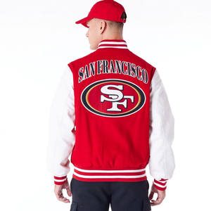 Nuevo diseño personalizado rojo y negro lana Varsity chaqueta para hombres Cierre de botón bolsillos interiores Letterman College béisbol bombardero chaqueta - Product Image 2