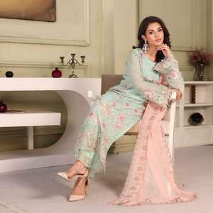 Colección de gasa bordada Ramsha Vol F27 vestidos de fiesta indios y paquistaníes para mujeres damas gasa Shalwar Kameez - Product Image 3