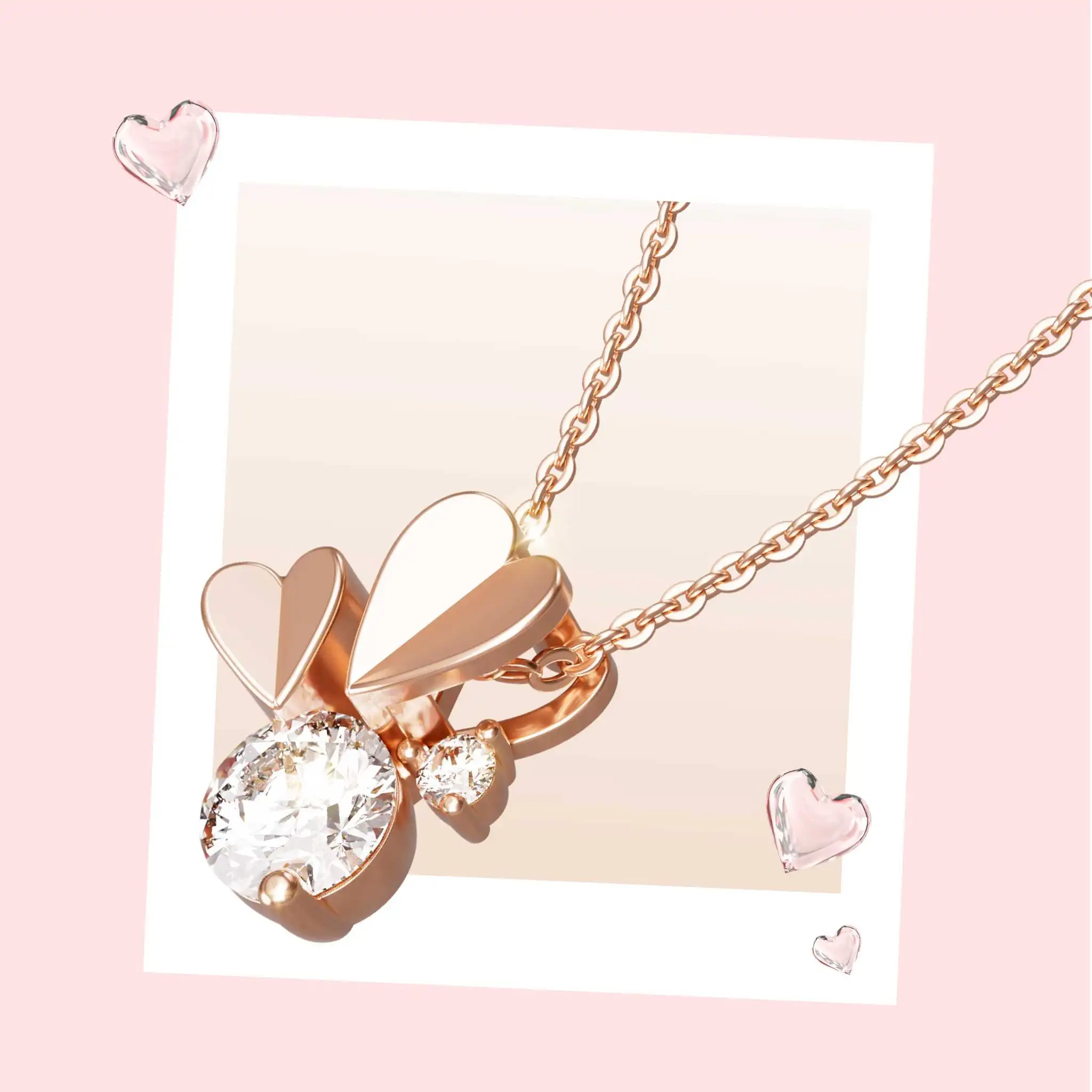 Mới Đơn Giản 10K 14K 18K Rắn Vàng Trái Tim Mặt Dây Chuyền Cho Vòng Cổ Rose Gold Trang Sức Huy Tinh Đồ Trang Sức Dcmamd616