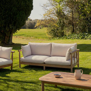 Canapé deux places Meubles modernes de luxe avec bois de teck et coussin pour la plage Cour Jardin Meubles - Debra - Product Image 2