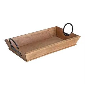 Plateau de service en incrustation d'os fait à la main de conception unique Plateau rectangulaire artisanal avec poignées du Vietnam - Product Image 2