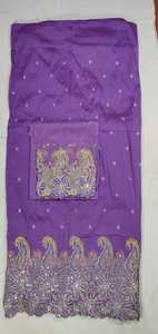 Tissu en taffetas tissé nigérian George de qualité supérieure, très demandé, avec motifs floraux et perles, antistatique et respirant - Product Image 5