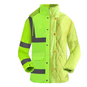 Chaqueta DE SEGURIDAD transpirable para hombre, tela de alta visibilidad con rayas reflectantes, diseño frontal con cremallera para mejorar la seguridad de la ropa de trabajo - Product Image 3