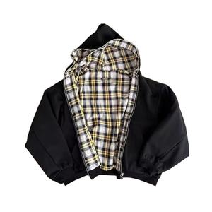 Sweat à capuche unisexe en molleton 100 % coton, brodé, à carreaux, coupe ample et réversible, idéal pour l'hiver, personnalisable - Product Image 5