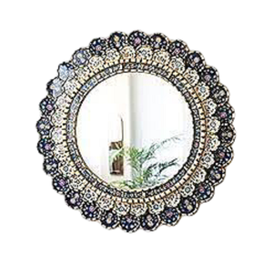 กระจกกรอบกลมแกะสลักสไตล์โรมันสำหรับตกแต่งบ้านสุดสร้างสรรค์กระจกศิลปะติดผนังสีดำสามารถกำหนดเองได้กรอบกลมทนทาน - Product Image 5