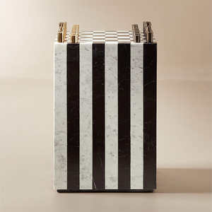 Modern Fori Marble Game <b>Side</b> <b>Table</b> <b>Black</b> and White Elegant Centerpiece <b>for</b> Home Decor <b>Living</b> <b>Room</b> Entertainment From India - Product Image 3