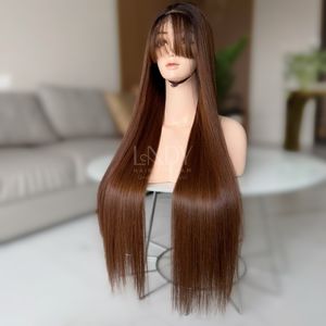 Pelucas muy sedosas de la mejor calidad, pelo crudo Real, 100% cabello humano vietnamita, hueso recto, peluca con cierre de Color marrón - Product Image 4