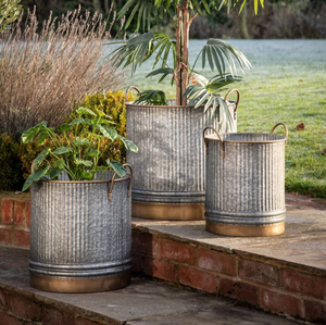 Maceta hecha a mano de Metal galvanizado de gran oferta con mango para decoración interior y exterior al mejor precio - Product Image 3