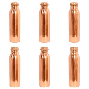 Botella de Agua de Cobre Puro con Acabado Martillado, Tapa de Rosca, Reutilizable para Viajes y Uso al Aire Libre, con Bolsa de Transporte - Product Image 6
