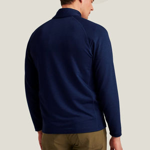 Logo personnalisé Hommes grande taille coupe ajustée confortable doux couleur unie à manches longues polaire chaud quart fermeture éclair Golf Pull - Product Image 5