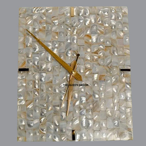 Reloj de Pared Decorativo de Metal Hecho a Mano con Diseño de Lujo y Última Moda para Decoración del Hogar y la Oficina, Color Plateado con Madreperla - Product Image 2