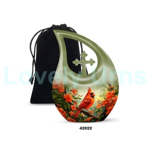 Gran oferta, urna conmemorativa de cremación con gota de lágrima de pájaro Cardenal hermoso para cenizas humanas adultas, urna funeraria cruzada decorativa - Product Image 5