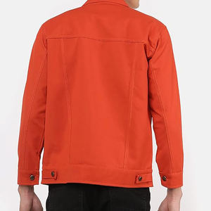 Haute qualité à manches longues tenue décontracté hommes solide Orange rouge couleur Denim vestes personnaliser mâle Top qualité Denim vestes pour garçons - Product Image 2