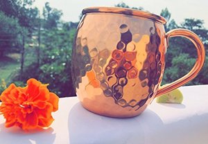 Handcrafted copper <b>mug</b> premium hammered design pure metal construction for Moscow Mule cocktails beer or cold beverages - Product Image 6