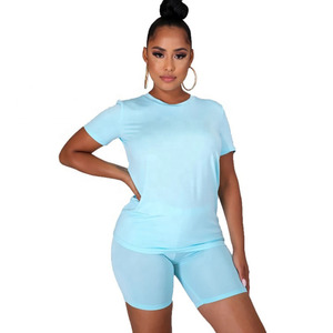 Manufacturer New Arrival Brand Women's Clothing Casual Short Sleeve and Shorts Two Piece Shorts <b>Set</b> 2022 Summer Women's Tracksuits - Product Image 1