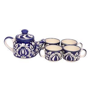 Premium Ceramic Kettle <b>Set</b> Heat-Resistant Porcelain Tea Kettle with Coordinated <b>Cups</b> for Home and Office Use Available for sale - Product Image 2