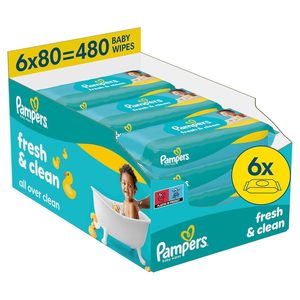 Toallitas Húmedas Pampers Fresh Clean, 6 Paquetes de 80 = 480 Toallitas Húmedas, Fragancia Suave, También Aptas para Manos y Rostro - Product Image 6