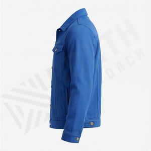 Veste en jean en coton pour homme, col rabattu, couleur unie, boutonnée, manches longues, design élégant, vêtement d'extérieur personnalisé - Product Image 3