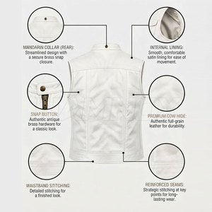 Gilet en cuir pour homme, couleur unie, en gros, vêtements de sport, prix bas, gilet en cuir pour moto - Product Image 5