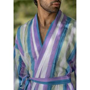 Pure Cotton Boho Men's Kimono <b>Robe</b> Geometric Luxury Dressing Gown Summer Unisex Onesie Bathrobe Relax Fit <b>Beach</b> Fleece - Product Image 4