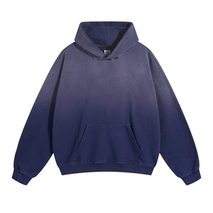 Sudadera con Capucha de Algodón Grueso Lavado a la Piedra, Sudadera Extra Grande con Bolsillo Delantero Tipo Canguro, Sudadera con Efecto Desgastado por el Sol - Product Image 3
