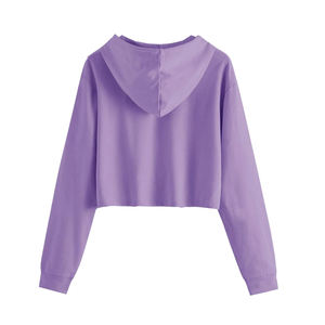 Venta al por mayor de sudaderas con capucha recortadas con logotipo personalizado para la venta de fabricación profesional de tela suave sudaderas con capucha de gran tamaño para mujer - Product Image 5