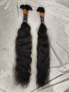 100% paquets de cheveux Remy bruts non traités de haute qualité en vrac cheveux humains du Temple indien du sud avec des vagues de main douces pour le tressage - Product Image 2