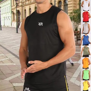 Camiseta sin mangas de secado rápido para hombre para entrenamientos de gimnasio de verano, camisetas de entrenamiento de culturismo, camiseta sin mangas estampada ajustada - Product Image 1