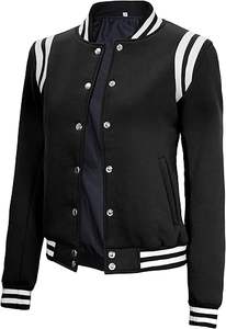 Veste universitaire sur mesure pour femmes, style baseball, style lycée Letterman, broderie teinte OEM, laine/polyester, coupe-vent - Product Image 3