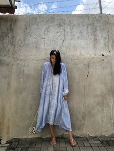 Prix de gros Femmes Tie Dye Floral Print Beachwear Col V 100% Rayonne Midi Maxi Robe Naturel Taille Libre Tissé Tissu - Product Image 4