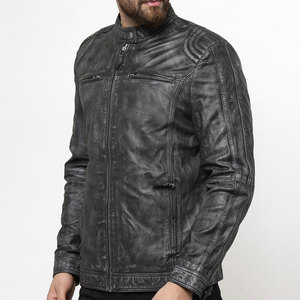 El mejor estilo del mercado Suministro en línea Chaqueta de cuero de motorista para hombres de moda La fábrica proporciona directamente el diseño de su propia chaqueta de cuero - Product Image 3