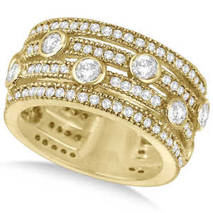 Vintage 14k Yellow Gold Women's <b>Toe</b> <b>Ring</b> with 1.85ct Pave-Set Diamonds & Bezel Band 11mm Width SI Clarity Fashionable Accessory - Product Image 1