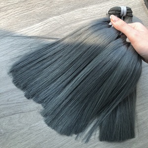 LINU <b>Grey</b> Virgin Vietnamese Human Hair Bundle Full Lace Front Double Drawn 250% Density HD Transparent for Lace 300gr for Lace - Product Image 4