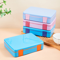 Ensemble de boîtes à lunch personnalisées à 4 compartiments avec couvercle en plastique pour enfants, matériau de qualité alimentaire, allant au micro-ondes