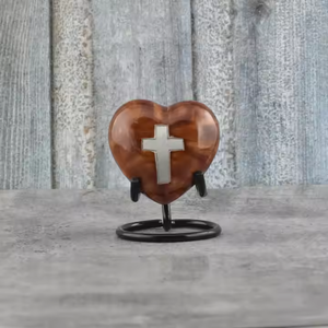 Urne funéraire élégante souvenir 2025 émail marron imprimé graver à la main coeur métal souvenir coeur support à prix abordable - Product Image 2