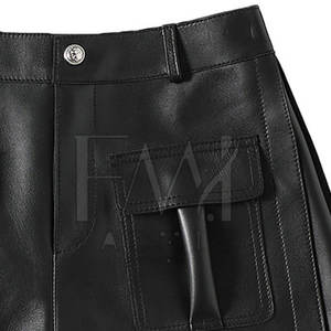 Pantalones cortos de cuero para mujer informales a la moda al por mayor, color sólido, cintura media, transpirable, impermeable, diseño con cordón para un color personalizado - Product Image 4