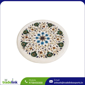 Exquisita mesa de comedor de mármol moderna con elegante juego de incrustaciones de diseño de madera para uso en la sala de estar - Product Image 2